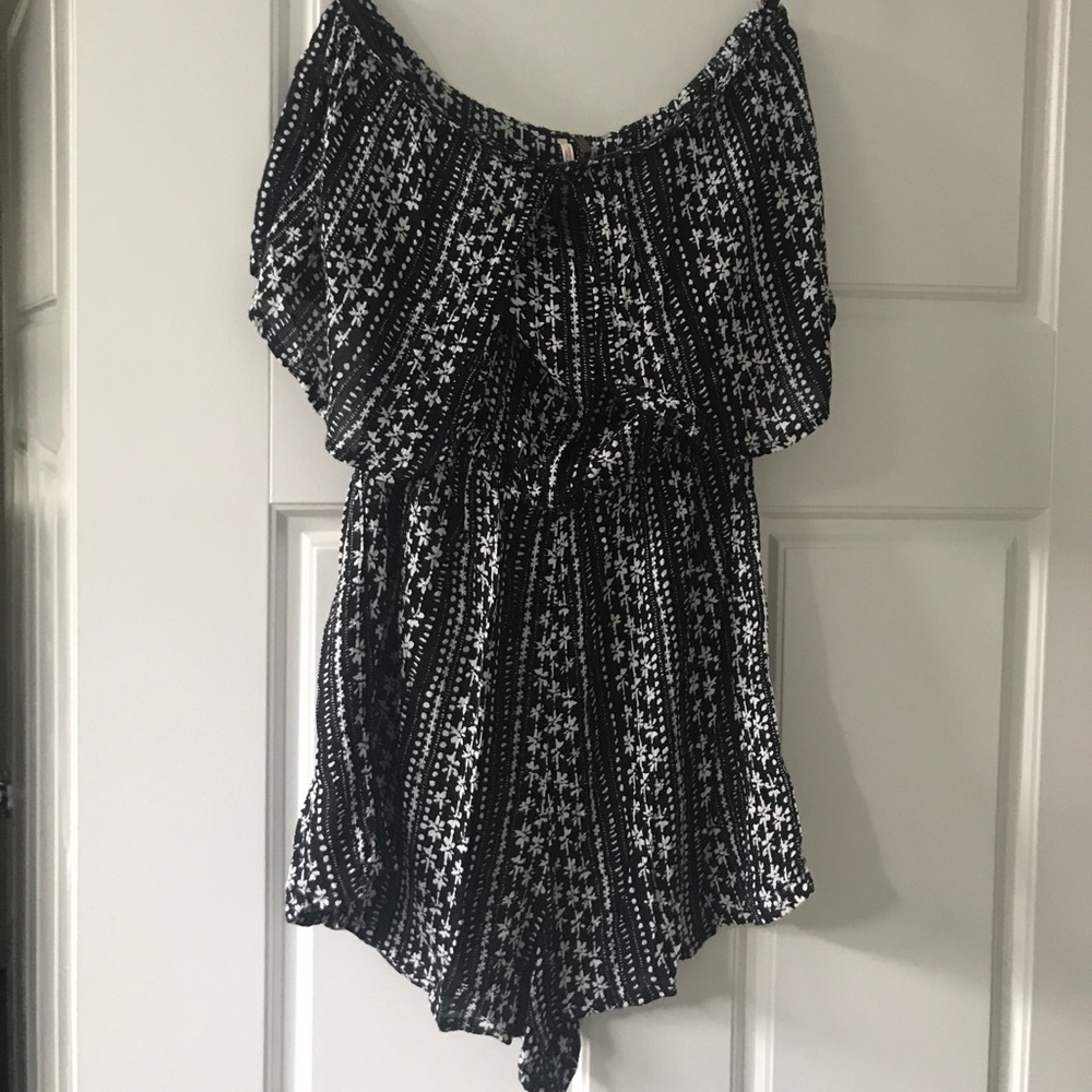 Free People Strapless Patterned Romper - image 1